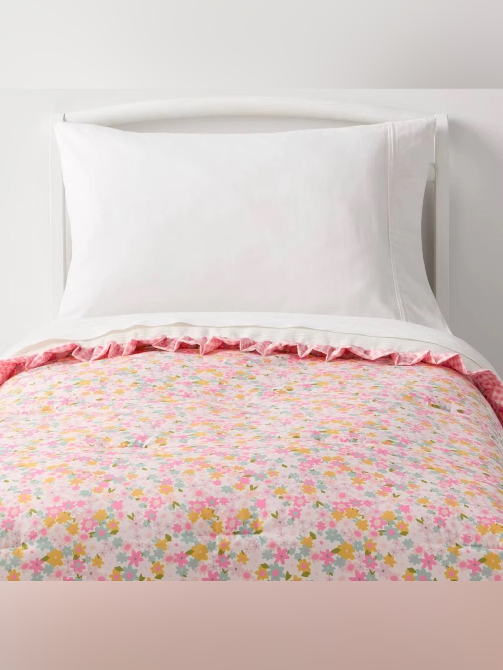 New Toddler Crinkle Bow Gingham Floral Kids' Comforter